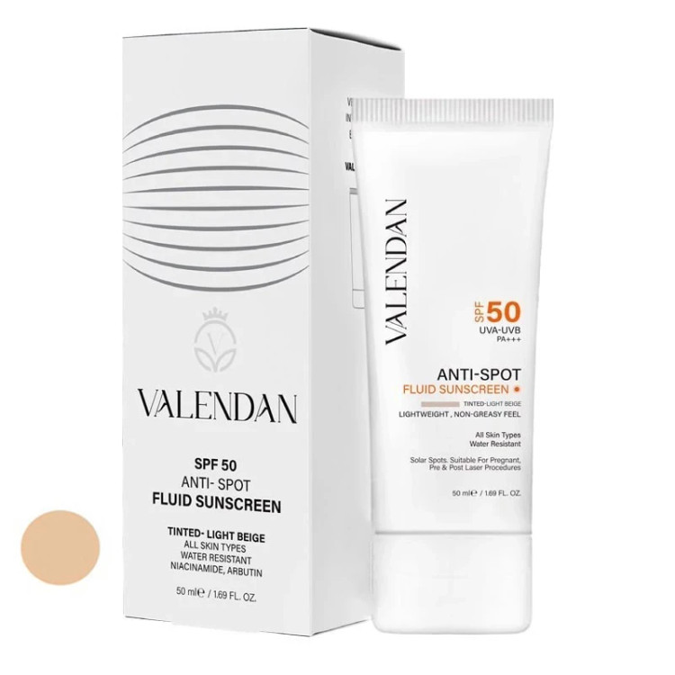 ضدآفتاب ضدلک فلوئیدی ولندان 50SPF بدون رنگ(Valendan)