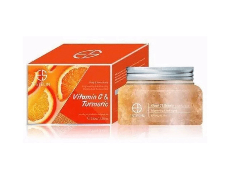اسکراب صورت و بدن ویتامین سی و زردچوبه استلین Estelin Body And Face Scrub Vitamin C Turmeric