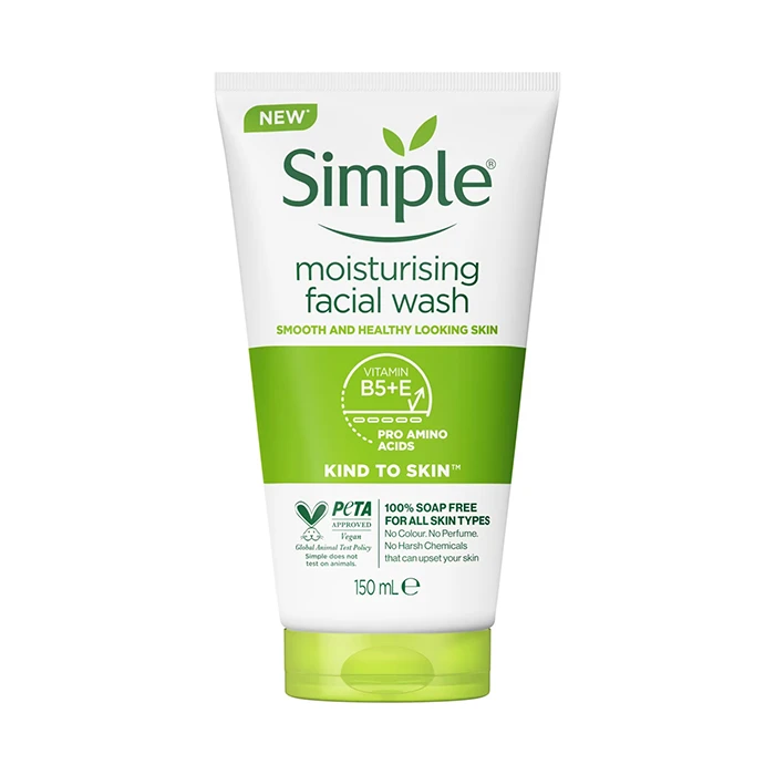 ژل شست‌وشوی صورت سیمپل مدل moisturising حجم 150 میلی‌لیتر مناسب پوست خشک و حساس